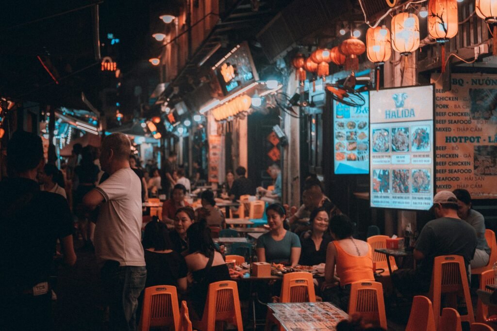 People engaging with digital signage and social media content in the Philippines